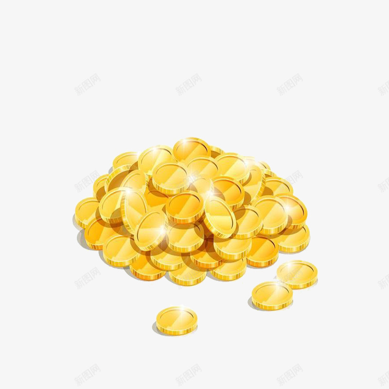 一堆金币png免抠素材_新图网 https://ixintu.com 卡通 圆形 金币 钱币