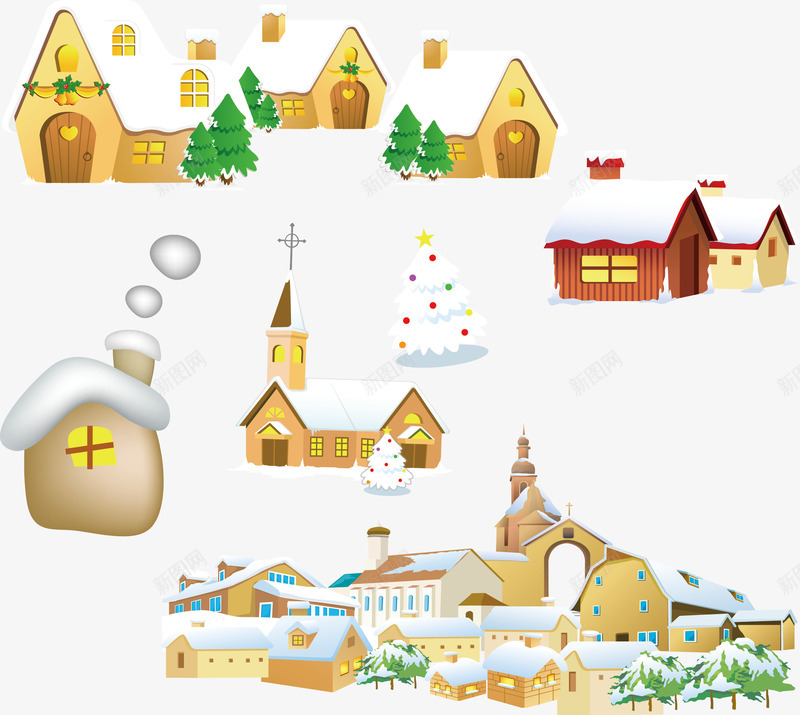 圣诞小屋雪中小屋卡通png免抠素材_新图网 https://ixintu.com 卡通圣诞 卡通小屋 圣诞 圣诞矢量 矢量卡通