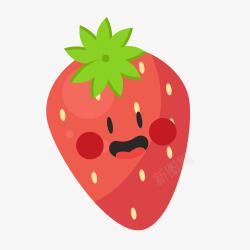 红色卡通微笑水果草莓矢量图素材