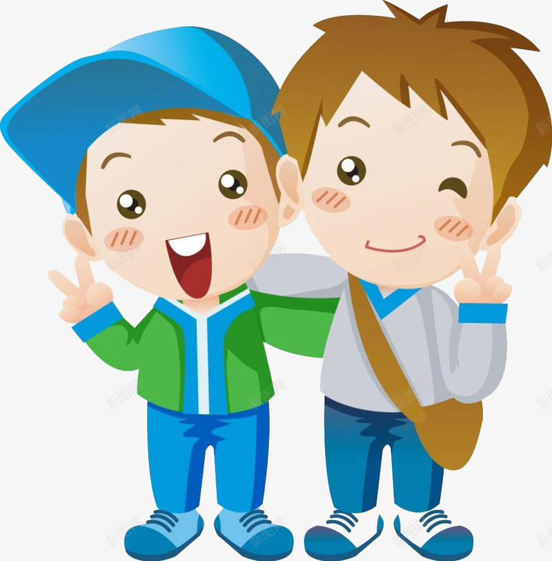 欢乐伙伴png免抠素材_新图网 https://ixintu.com 可爱 斜挎包 男孩 眨眼 绿外套 蓝帽子
