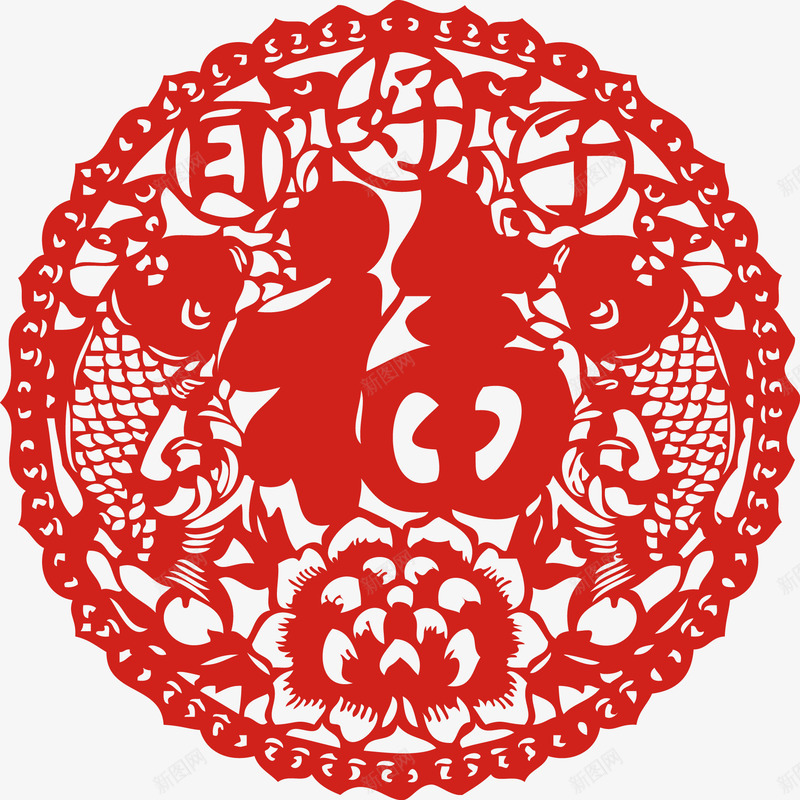 福气好日子花纹剪纸新年元旦png免抠素材_新图网 https://ixintu.com 元旦 元旦新年 剪纸 剪纸花纹 好日子 新年 新年元旦 福气 福气好日子花纹剪纸新年元旦新年春节矢量素材图片年年有余 花纹
