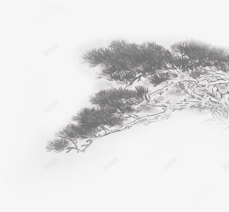 迎客松背景png免抠素材_新图网 https://ixintu.com 中国风艺术字 中式底纹 中式背景 毛笔效果背景 水墨画背景 水晕背景