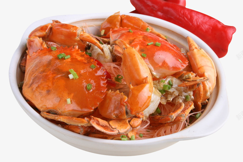 传统美食粉丝煲png免抠素材_新图网 https://ixintu.com 大闸蟹 粉丝 蟹煲 辣椒