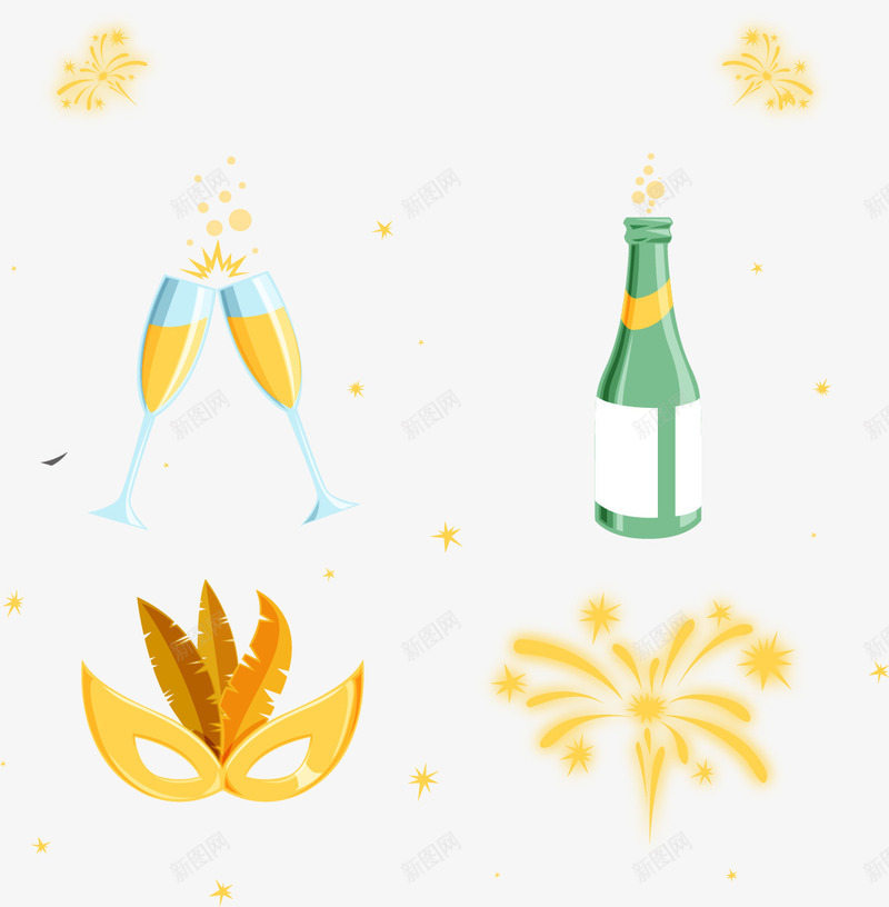 节日派对元素png免抠素材_新图网 https://ixintu.com 元旦派对 吃喝玩乐 干杯 派对 矢量素材 聚会 跨年派对