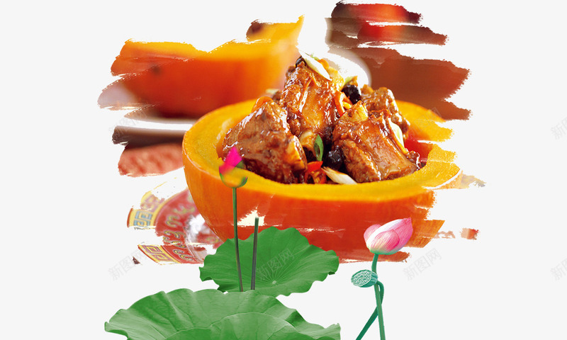 糖醋排骨传统美食png免抠素材_新图网 https://ixintu.com 传统美食 小吃 糖醋排骨 荷叶 食物
