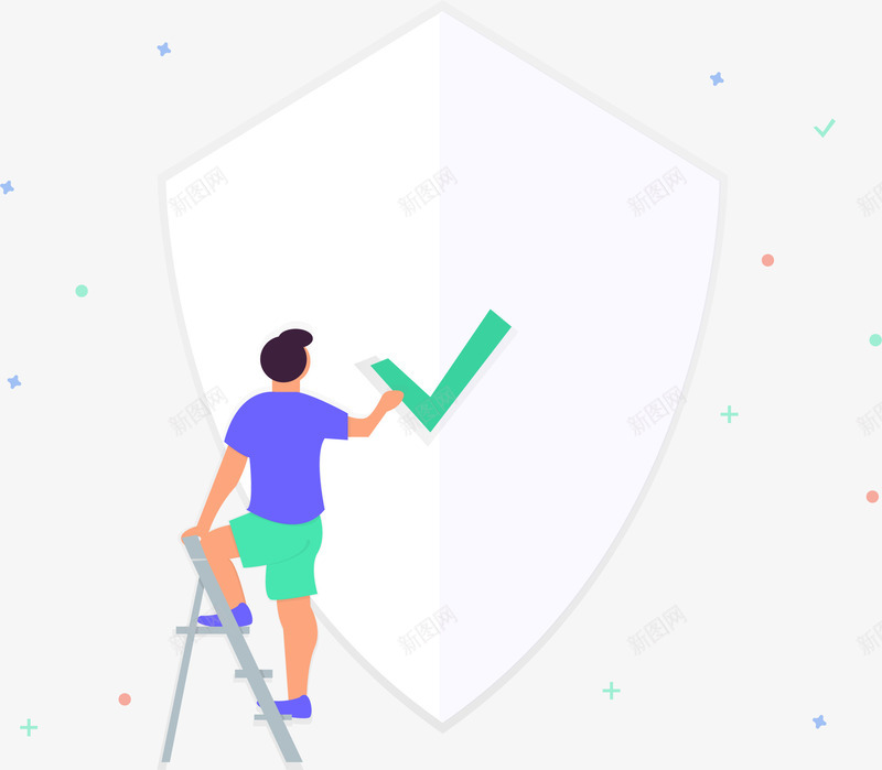 卡通扁平人物科技UIpng免抠素材_新图网 https://ixintu.com 人物 商务 安全 扁平 扁平插画 护盾 插画 生活 百科 科技 装饰