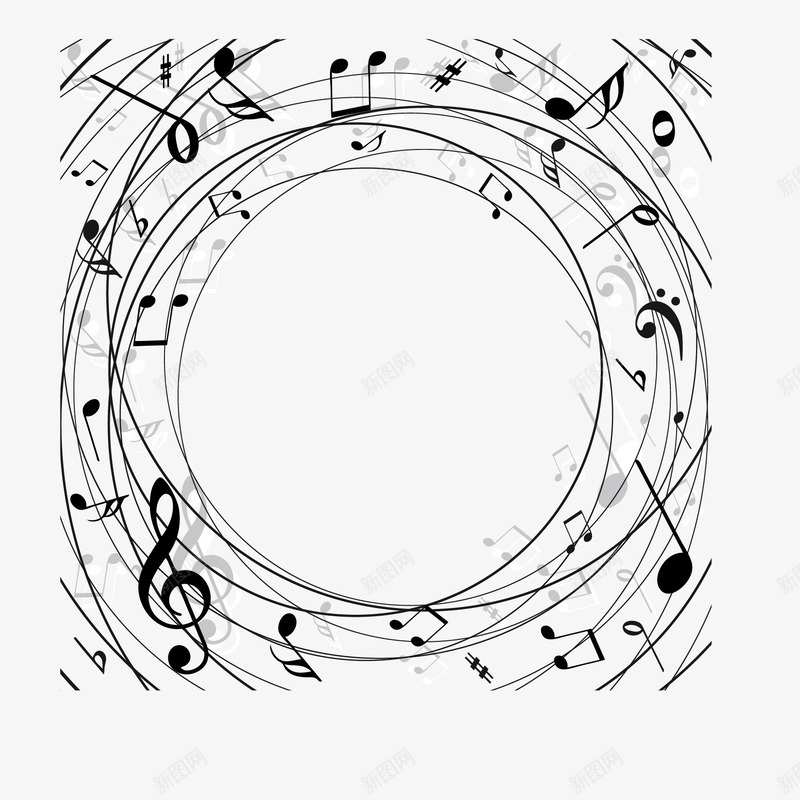 音符边框矢量图ai免抠素材_新图网 https://ixintu.com 矢量图 边框 音乐 音符 音符花边