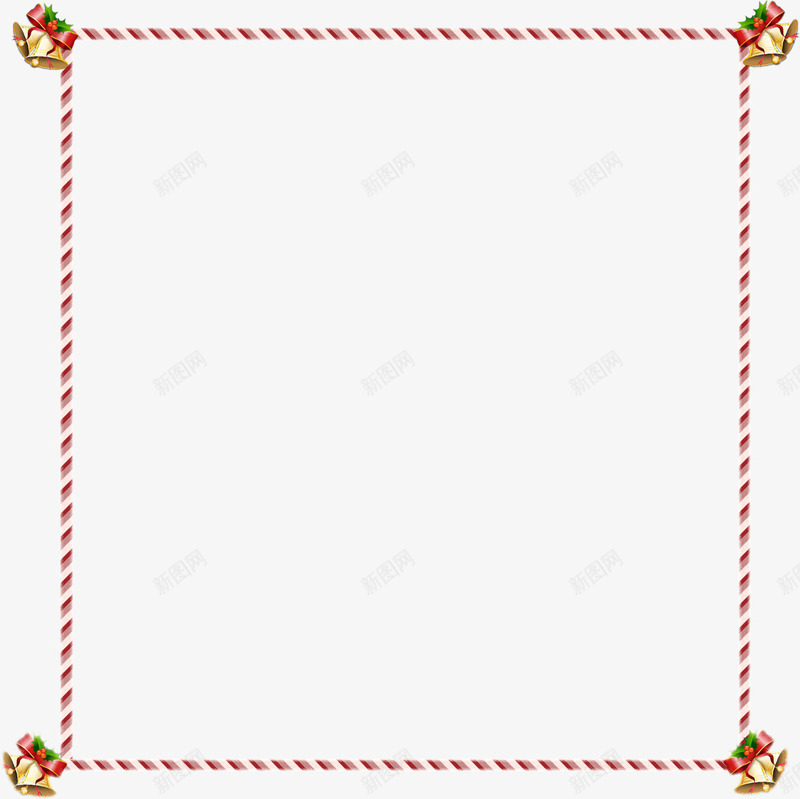 卡通铃铛方形边框png免抠素材_新图网 https://ixintu.com 卡通 圣诞 方形 边框 铃铛