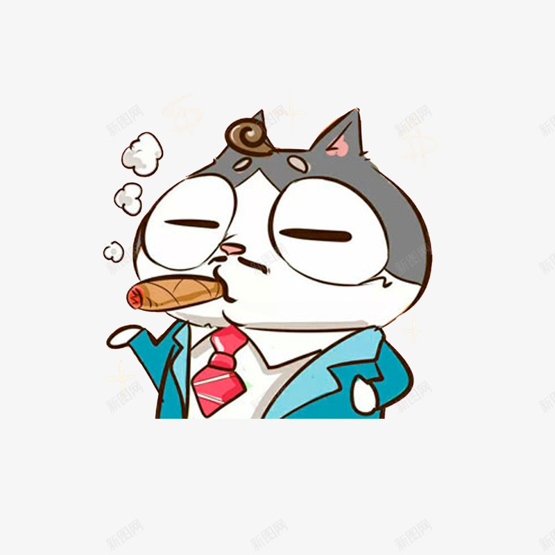 抽雪茄的土豪猫png免抠素材_新图网 https://ixintu.com 土豪卡通 抽雪茄的土豪 穿西装的土豪猫