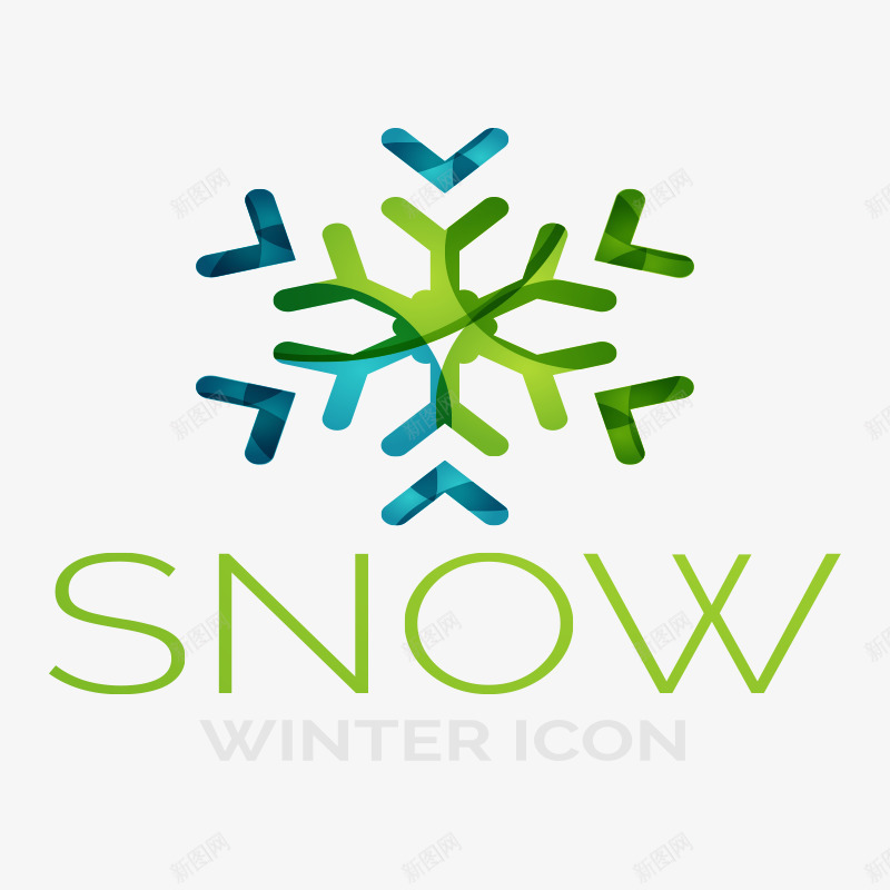 花纹雪花logo图标png_新图网 https://ixintu.com logo设计 免抠图 效果图logo语言 标志设计 绿色雪花 装饰图 装饰画