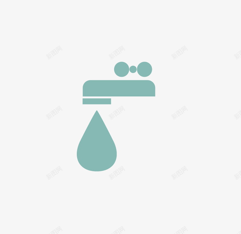 水龙头图标png_新图网 https://ixintu.com 水滴 水管 纯色 绿色
