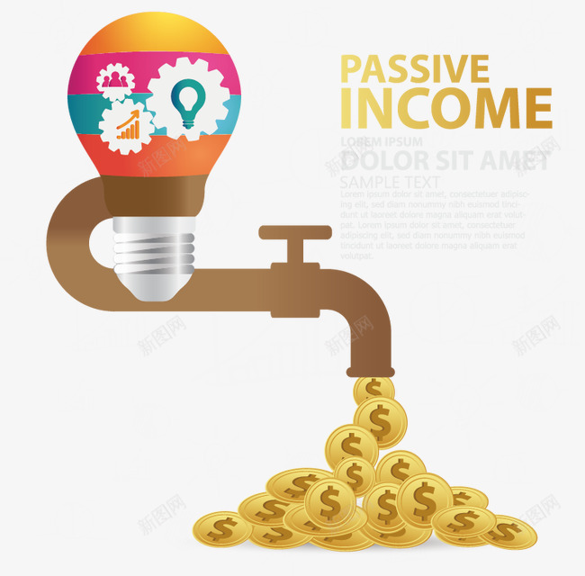 创意金融矢量图ai免抠素材_新图网 https://ixintu.com 创意 创意背景素材 商业海报 平面设计 水龙头 灯泡 财富 金币 金融 齿轮 矢量图