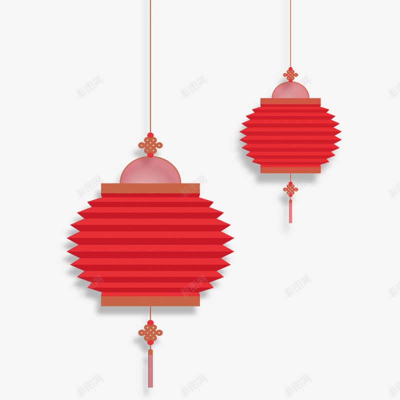 红色灯笼新年节日元素psd免抠素材_新图网 https://ixintu.com 喜庆 圆形 平面 挂件 条纹 灯笼 红色 节日 设计