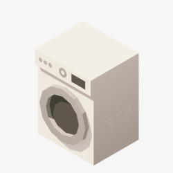 灰色立体洗衣机家居装饰元素矢量图素材
