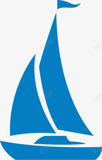 手绘蓝色帆船png免抠素材_新图网 https://ixintu.com 帆船 手绘 航海 蓝色