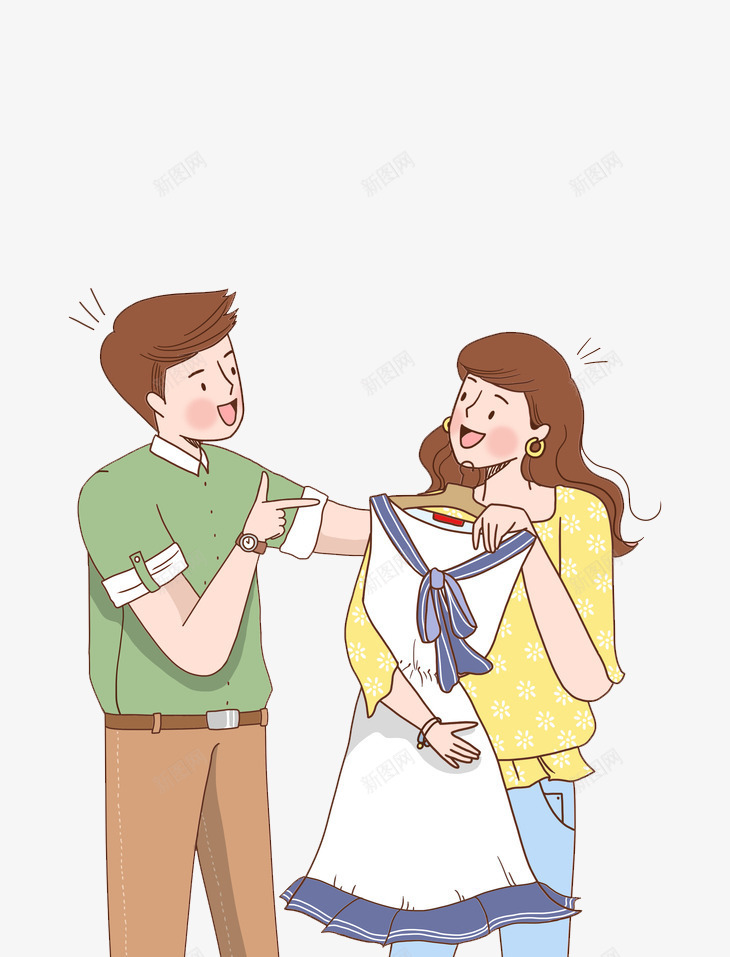 购物的年轻人png免抠素材_新图网 https://ixintu.com 人平面图 卡通人物 夫妻 情侣 手绘平面 爱情 购物 选购衣服