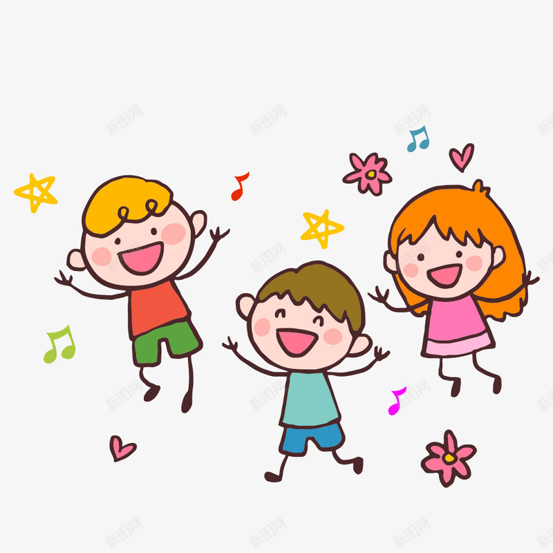孩子在唱歌简笔画矢量图ai免抠素材_新图网 https://ixintu.com 唱歌 嬉戏 孩子 孩子唱歌 开心 手绘 星星 欢乐 漂浮物 简笔画 花朵 音符 矢量图
