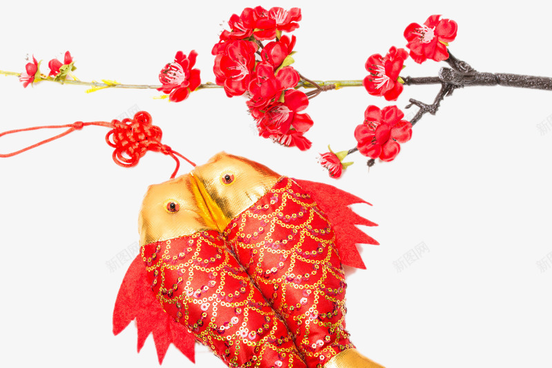 鲤鱼挂件png免抠素材_新图网 https://ixintu.com 中国节 传统文化 挂件 挂饰 福字 花朵 鲤鱼挂件