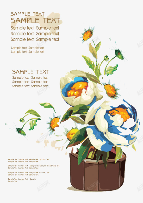 盆栽油画植物花朵片矢量图eps免抠素材_新图网 https://ixintu.com 植物盆栽 植物素材 油画 油画花朵 盆栽 花朵素材 矢量图
