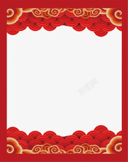 红色中国风新年祥云边框素材