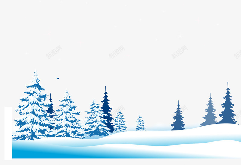 雪景png免抠素材_新图网 https://ixintu.com 免费矢量 免费矢量下载 插画 松树 雪景 雪松