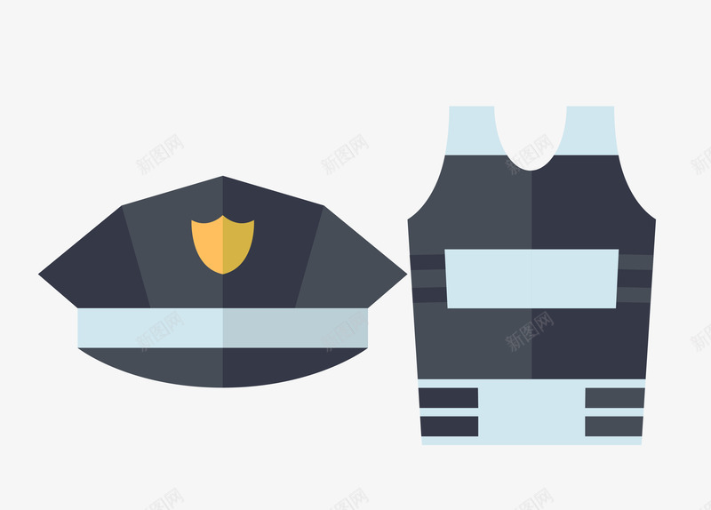 警帽防弹衣矢量图eps免抠素材_新图网 https://ixintu.com 帽子 矢量素材 警帽 防弹衣 矢量图