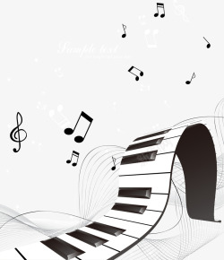 钢琴黑白键和音符矢量图素材
