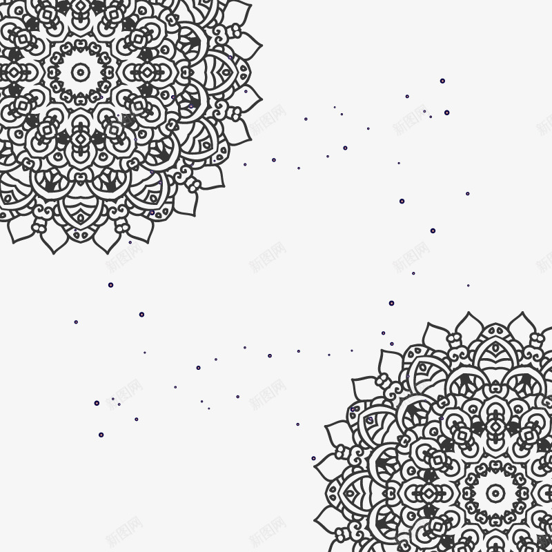 黑白花纹矢量图ai免抠素材_新图网 https://ixintu.com 中式 免扣png素材 免费png素材 漂亮的纹理 老式 黑色纹理 矢量图