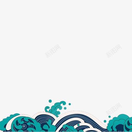 中国风波浪元素png免抠素材_新图网 https://ixintu.com 中国风 卡通 波浪 背景装饰