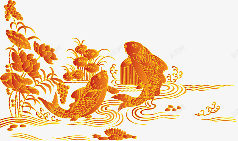 鲤鱼跳龙门png免抠素材_新图网 https://ixintu.com 中国风 传统 叶子 吉祥图 图库 模板 水纹 素材 素材元素 红鲤鱼跃龙门 荷花 设计稿 鲤跃龙门 鲤鱼跳龙门