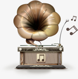 手绘古典留声机音乐音符png免抠素材_新图网 https://ixintu.com 古典 留声机 音乐 音符