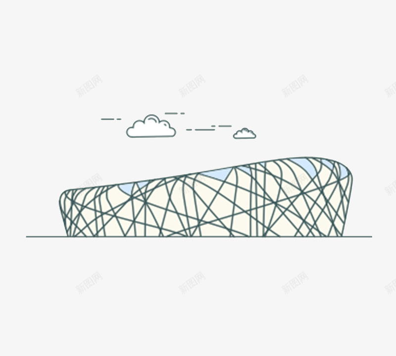 鸟巢插画png免抠素材_新图网 https://ixintu.com 中国风 建筑 手绘 插画 景区 鸟巢 鸟巢图