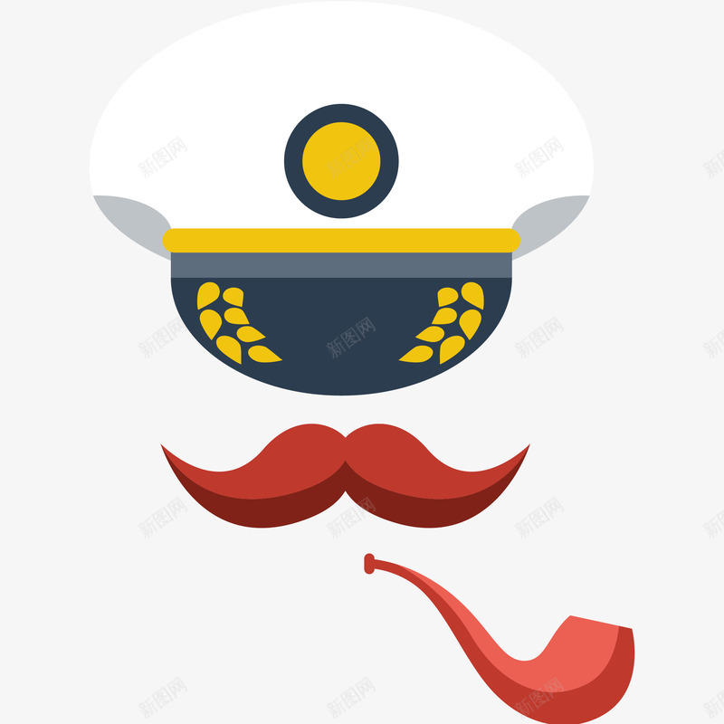 船长帽子和烟斗插画矢量图ai免抠素材_新图网 https://ixintu.com captain 免抠PNG 海军帽子 烟斗 矢量图 胡子 航海 船长帽子和烟斗插画