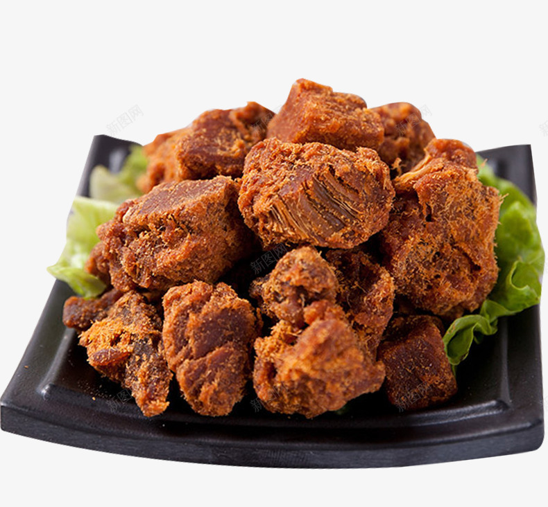 猪肉干png免抠素材_新图网 https://ixintu.com 休闲食品 特产 猪肉 生菜 盘子 美食 零食