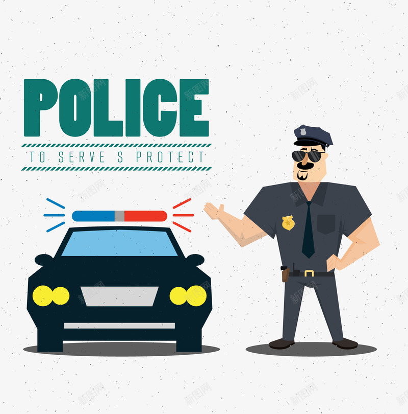 警察警车png免抠素材_新图网 https://ixintu.com 墨镜 帽子 汽车 警察 警车 车灯 车窗 领带