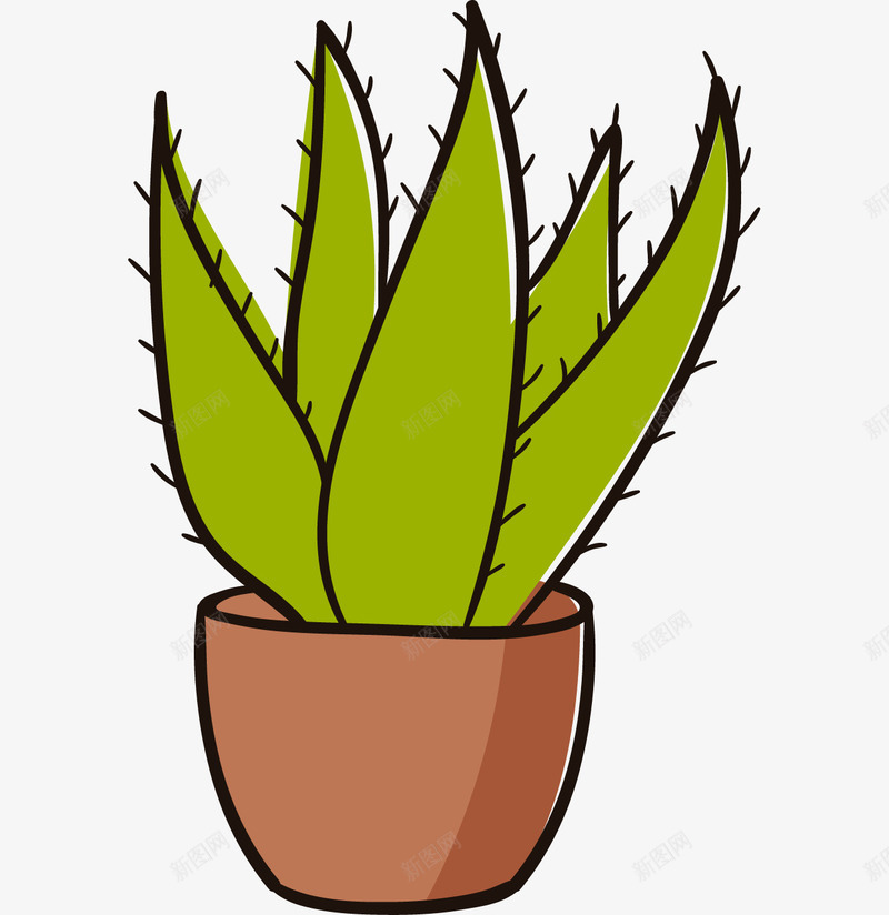 花盆芦荟png免抠素材_新图网 https://ixintu.com 卡通 手绘 植物 盆栽 绿植 绿色的 芦荟 花盆