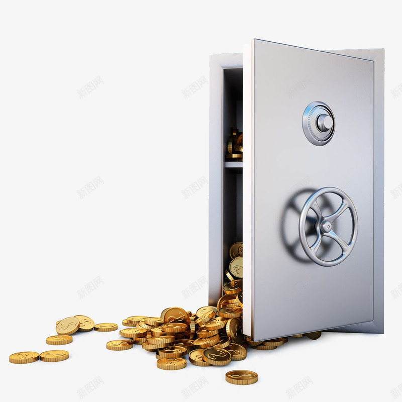保护金融货币png免抠素材_新图网 https://ixintu.com 保险柜 保险箱 大型保险柜 科技箱子 货币 金币 金融货币