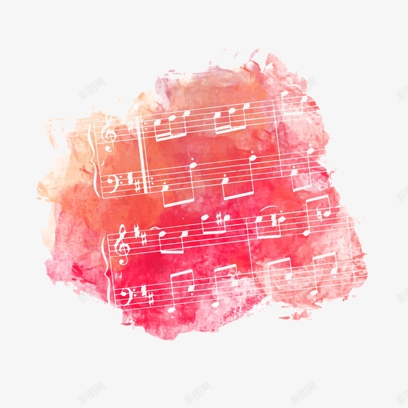 音乐乐章矢量图eps免抠素材_新图网 https://ixintu.com 创意 水彩 粉色 音乐矢量 音符 矢量图