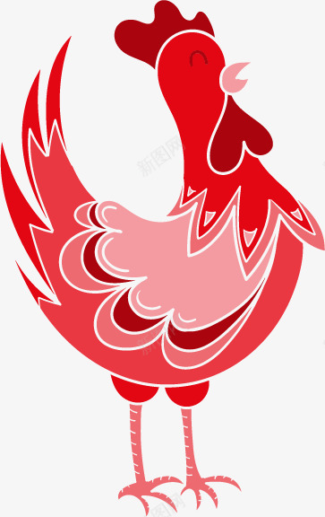 卡通红色新年鸡年png免抠素材_新图网 https://ixintu.com 元旦 卡通 新年 红公鸡 红色 鸡年