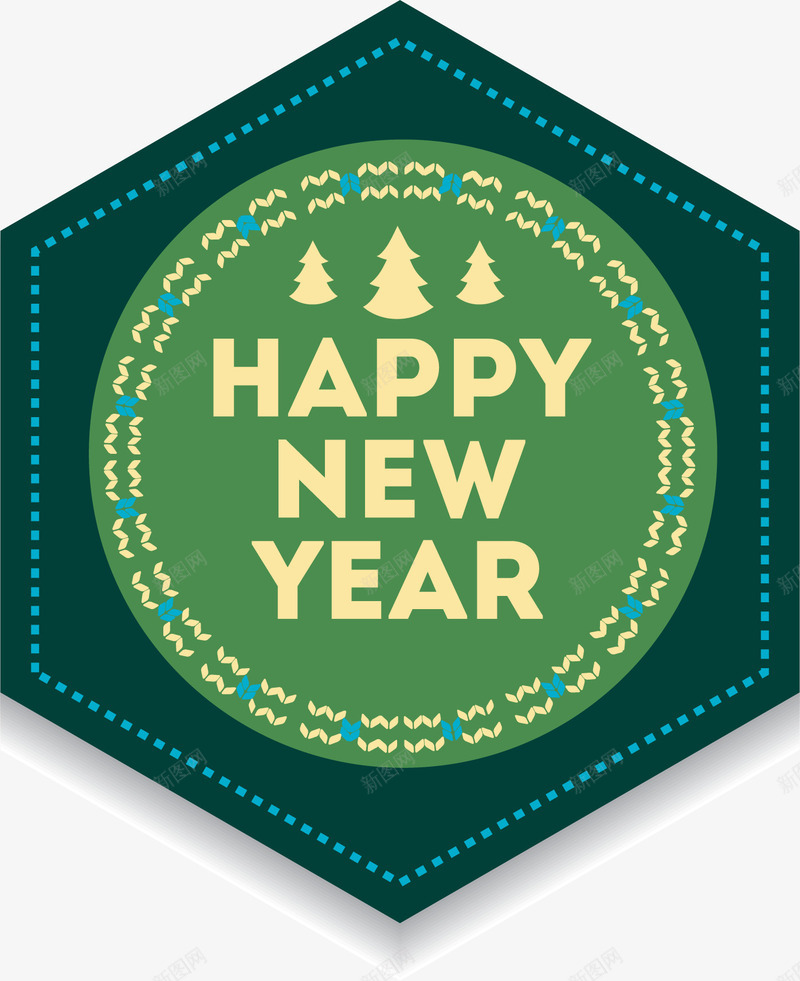 新年快乐卡片矢量图ai免抠素材_新图网 https://ixintu.com happy new year 小清新卡片 新年快乐 绿色卡片 矢量图