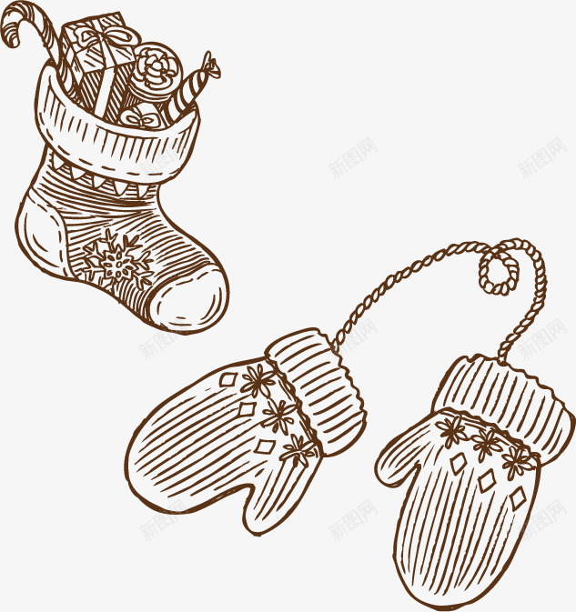 手绘圣诞手套袜子png免抠素材_新图网 https://ixintu.com 圣诞手套 圣诞节 圣诞袜 手套 手绘 礼物 简单 袜子