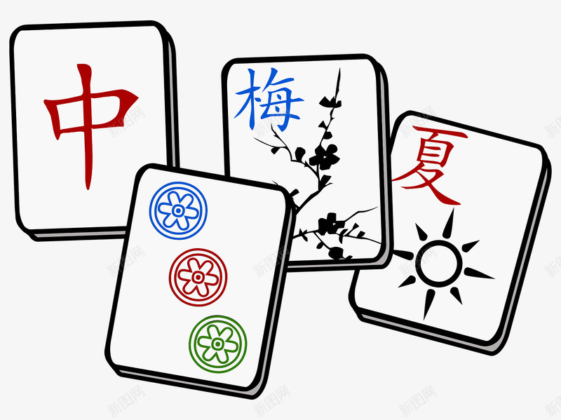 手绘卡通麻将png免抠素材_新图网 https://ixintu.com 休闲娱乐 几何圆角方形 手绘 棋牌 赌具 赌博 麻将 麻将卡通
