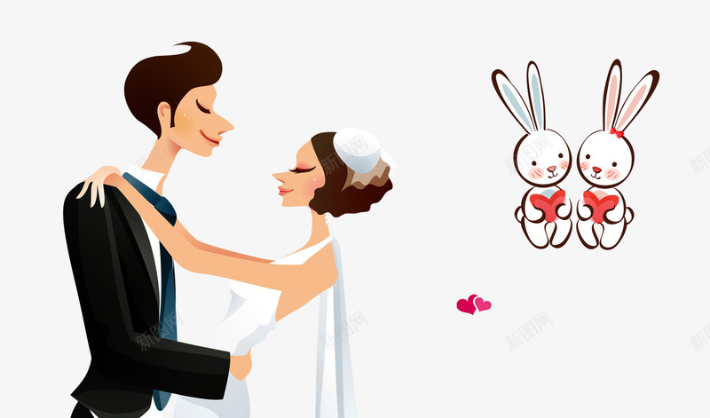 卡通新娘新郎png免抠素材_新图网 https://ixintu.com 喜庆 婚礼 新娘新郎 结婚