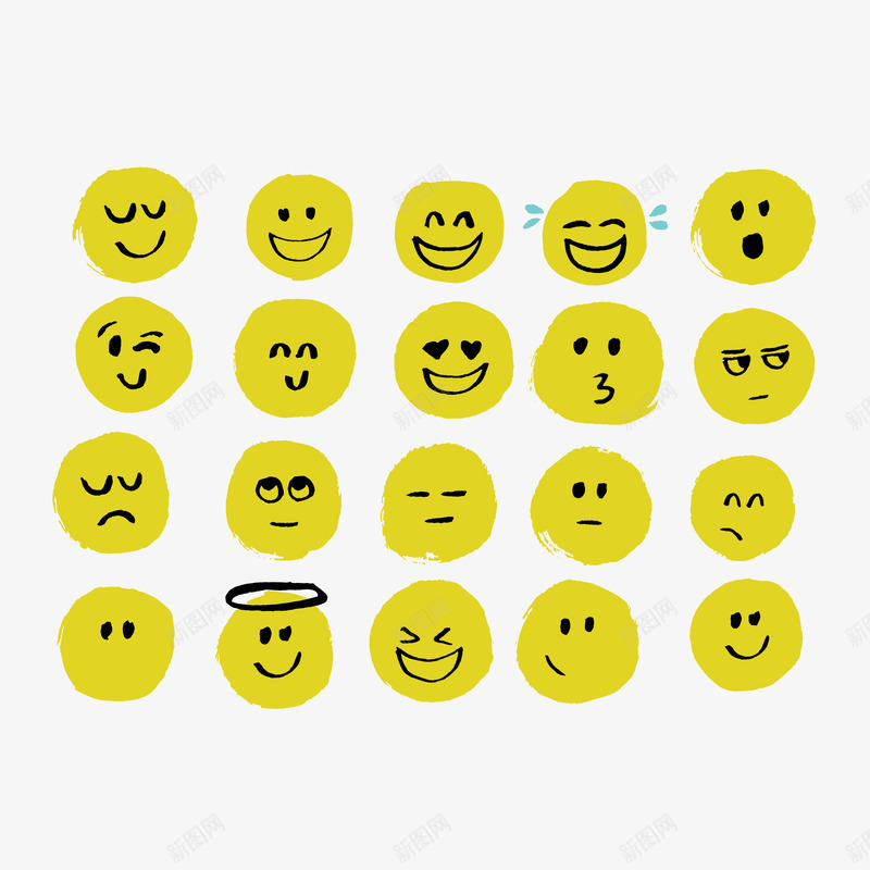 EMOJI黄色圆脸表情包图标png_新图网 https://ixintu.com EMOJI 卡通 可爱 圆脸 手绘 矢量EMOJI 表情 表情包 表情图标 黄色