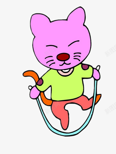 跳绳的小猫咪png免抠素材_新图网 https://ixintu.com 休闲 动物 卡通 娱乐