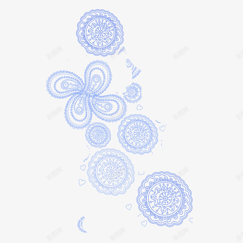韩式花纹图案png免抠素材_新图网 https://ixintu.com 大方 清新 简洁 花纹 蓝色 韩式