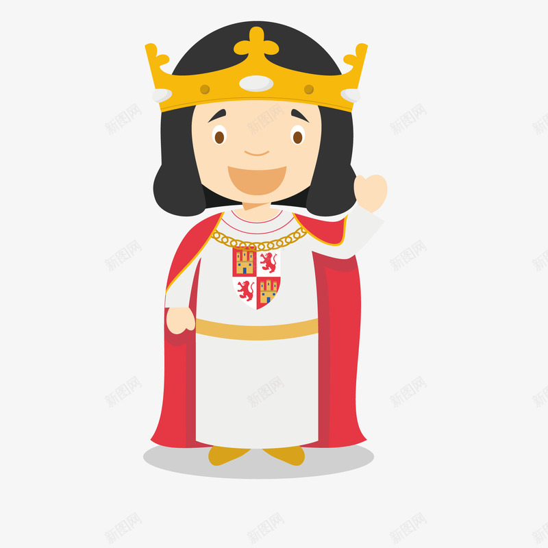 卡通王国领导人矢量图ai免抠素材_新图网 https://ixintu.com 国王 挥手 王国 皇冠 笑容 领导人 矢量图