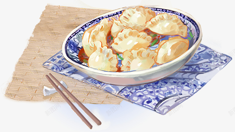 手绘新年饺子食物png免抠素材_新图网 https://ixintu.com 中国风 手绘 新年 新春佳节 水彩饺子 装饰图案 食物 饺子 饺子logo