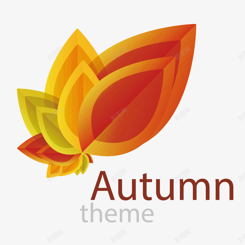 黄色叶子logo图标png_新图网 https://ixintu.com LOGO样机 logo 叶子 叶子logo 叶子矢量 矢量叶子 黄色