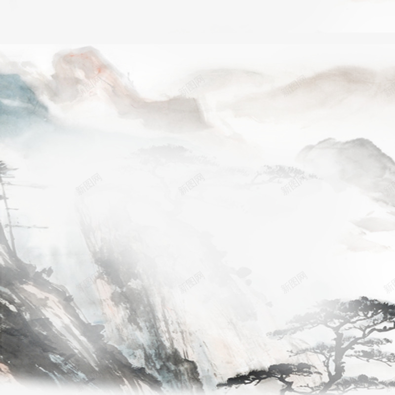 中国风墨水画psd免抠素材_新图网 https://ixintu.com 中国风 古风山水画 古风画作 墨水画
